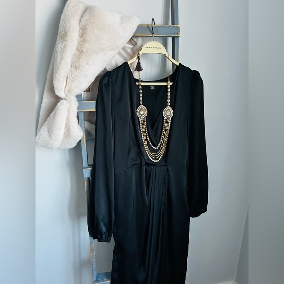 Gently used black satin dress. - Picture 1 of 2